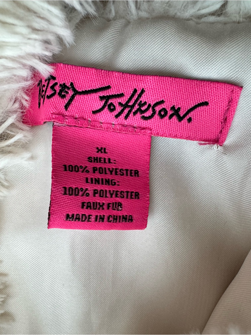 Betsey Johnson Faux Fur Shaggy Rosette Vest Cream Cozy Y2K Boho XL - Picture 5 of 6